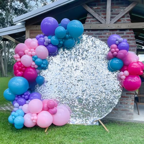 HILAVO 105-Piece Balloon Arch Kit: Teal, Hot Pink, Metallic Purple, Pastel Pink, Pearl Purple, Gold Confetti & Star Foil Balloons