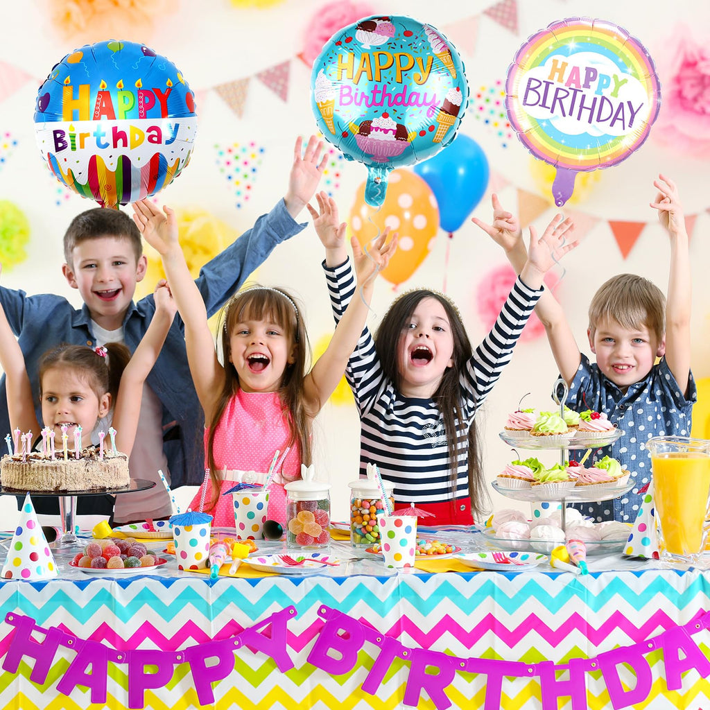 HILAVO 36-Pack 18-Inch Foil Birthday Balloons, 12 Patterns, Reusable Party Decor