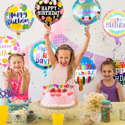 HILAVO 36-Pack 18-Inch Foil Birthday Balloons, 12 Patterns, Reusable Party Decor