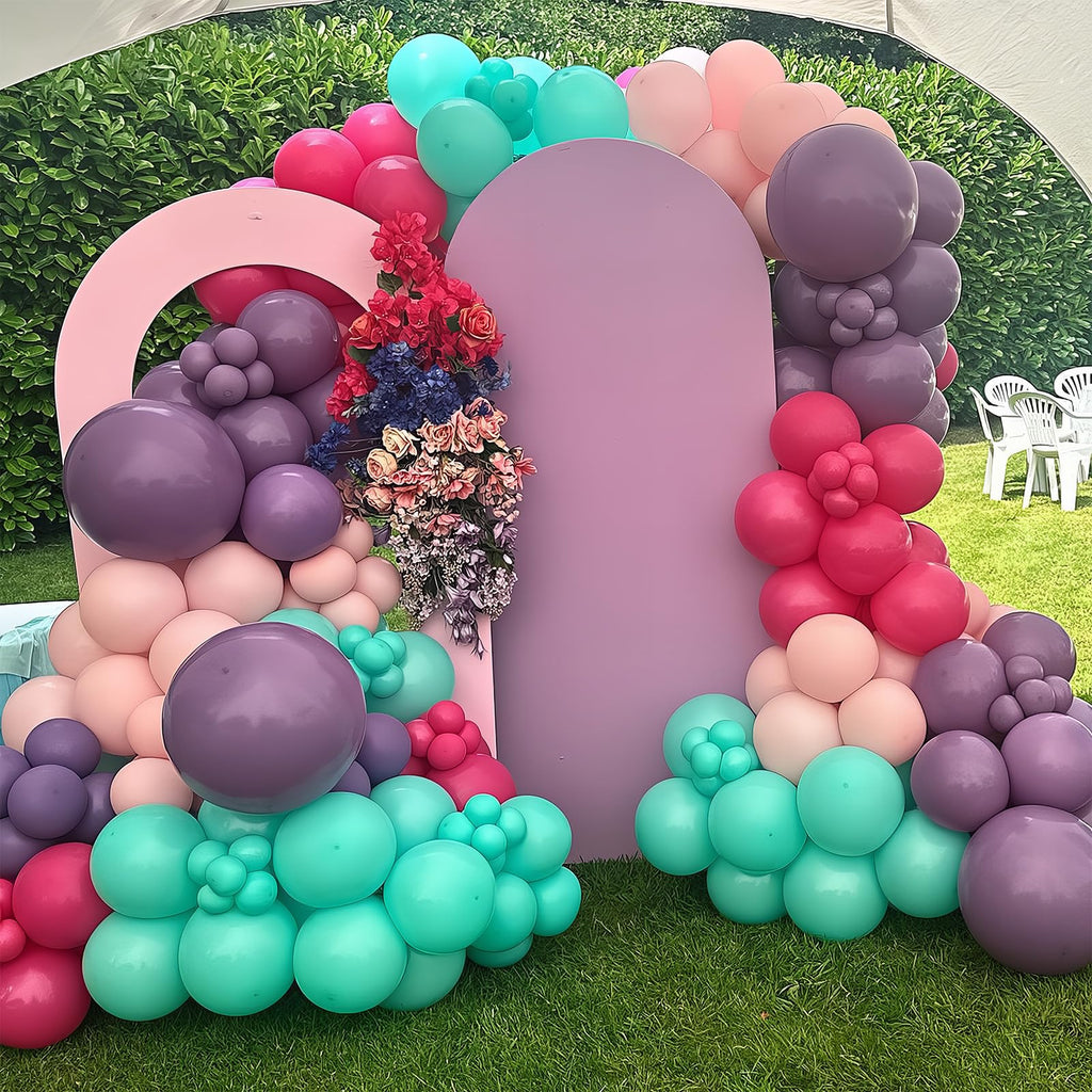 HILAVO 60-Pack Pink Purple Teal Latex Balloons - 12 Inch Hot Pink, Light Pink, Teal, Purple & Confetti Balloons for Parties