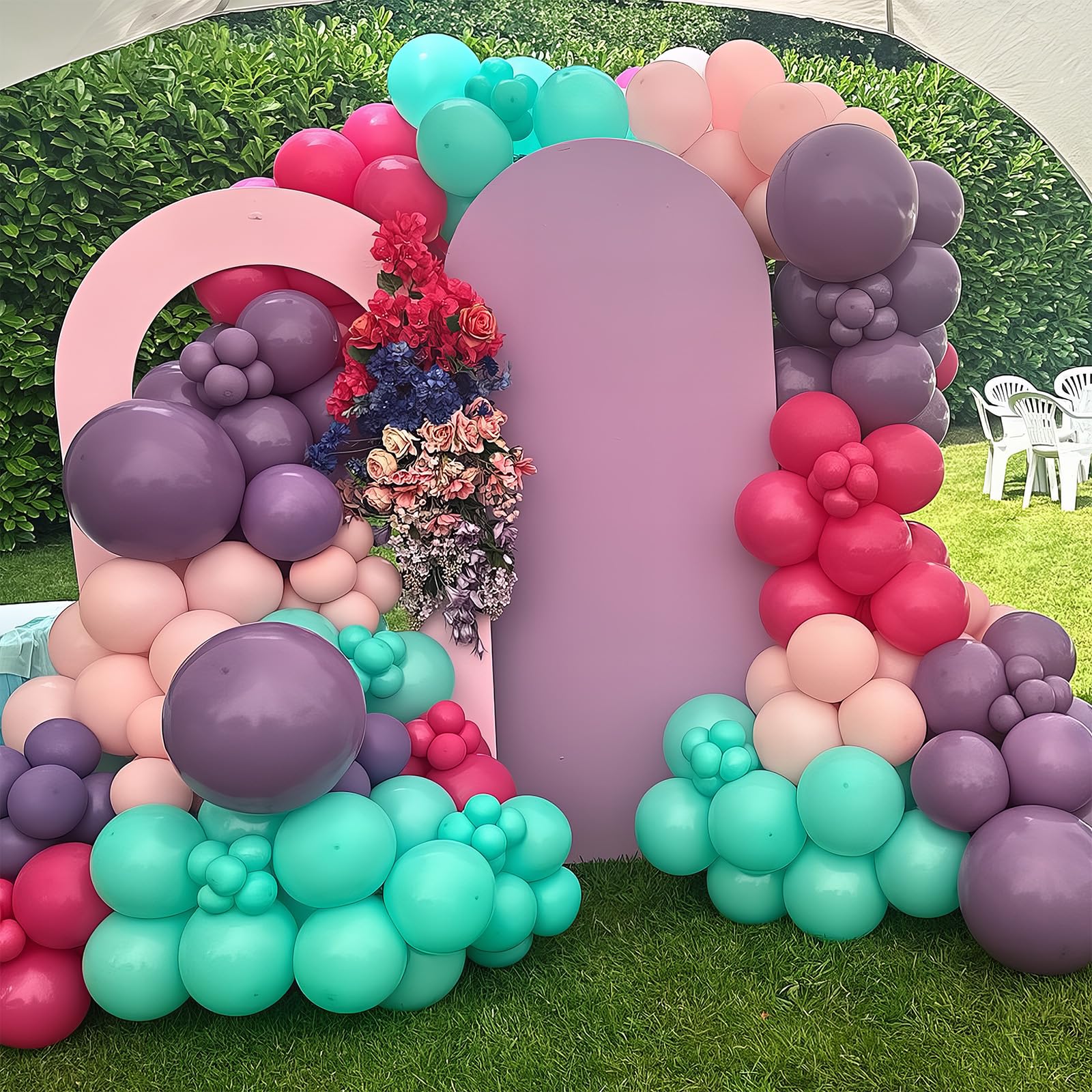 HILAVO 60-Pack Pink Purple Teal Latex Balloons - 12 Inch Hot Pink, Light Pink, Teal, Purple & Confetti Balloons for Parties