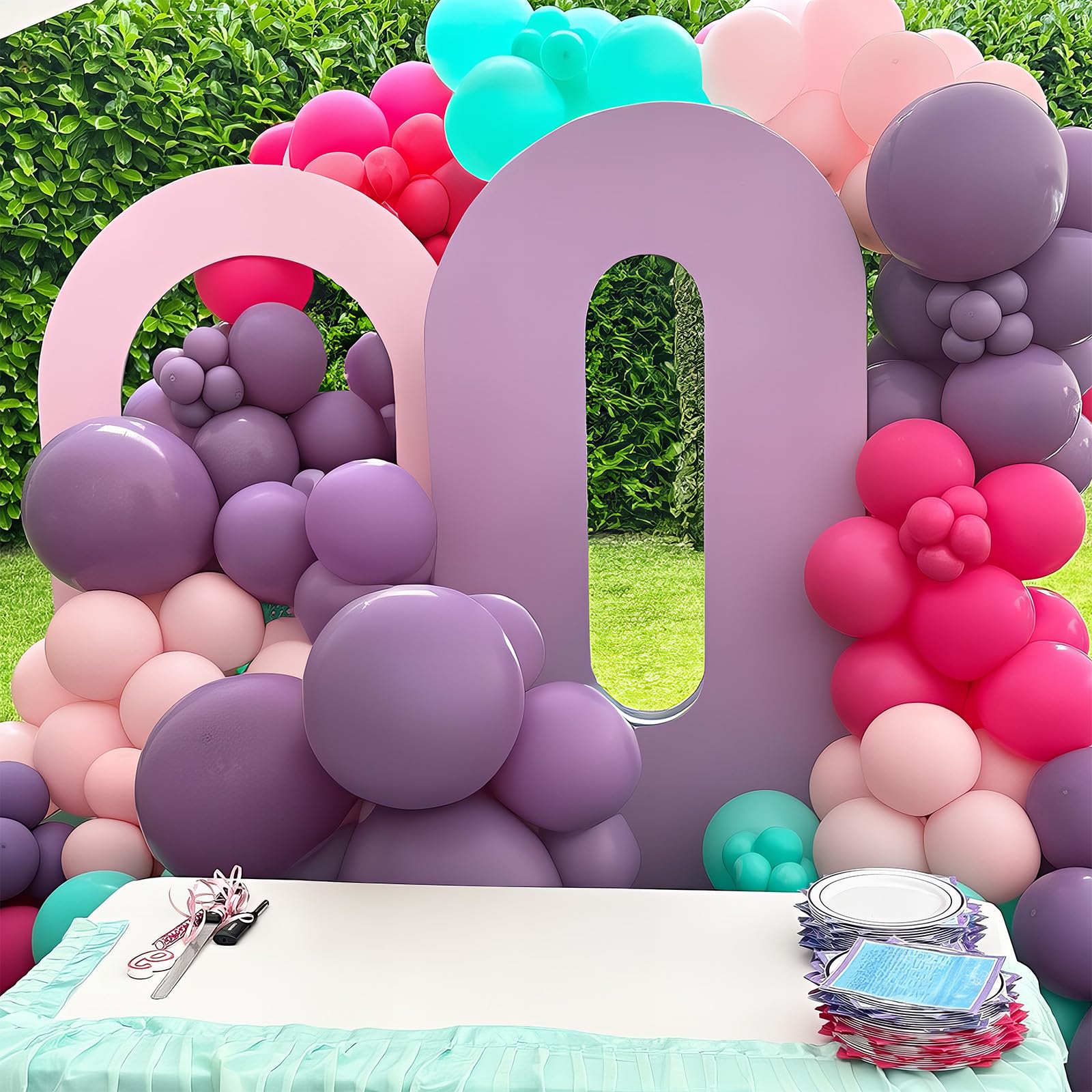 HILAVO 60-Pack Pink Purple Teal Latex Balloons - 12 Inch Hot Pink, Light Pink, Teal, Purple & Confetti Balloons for Parties