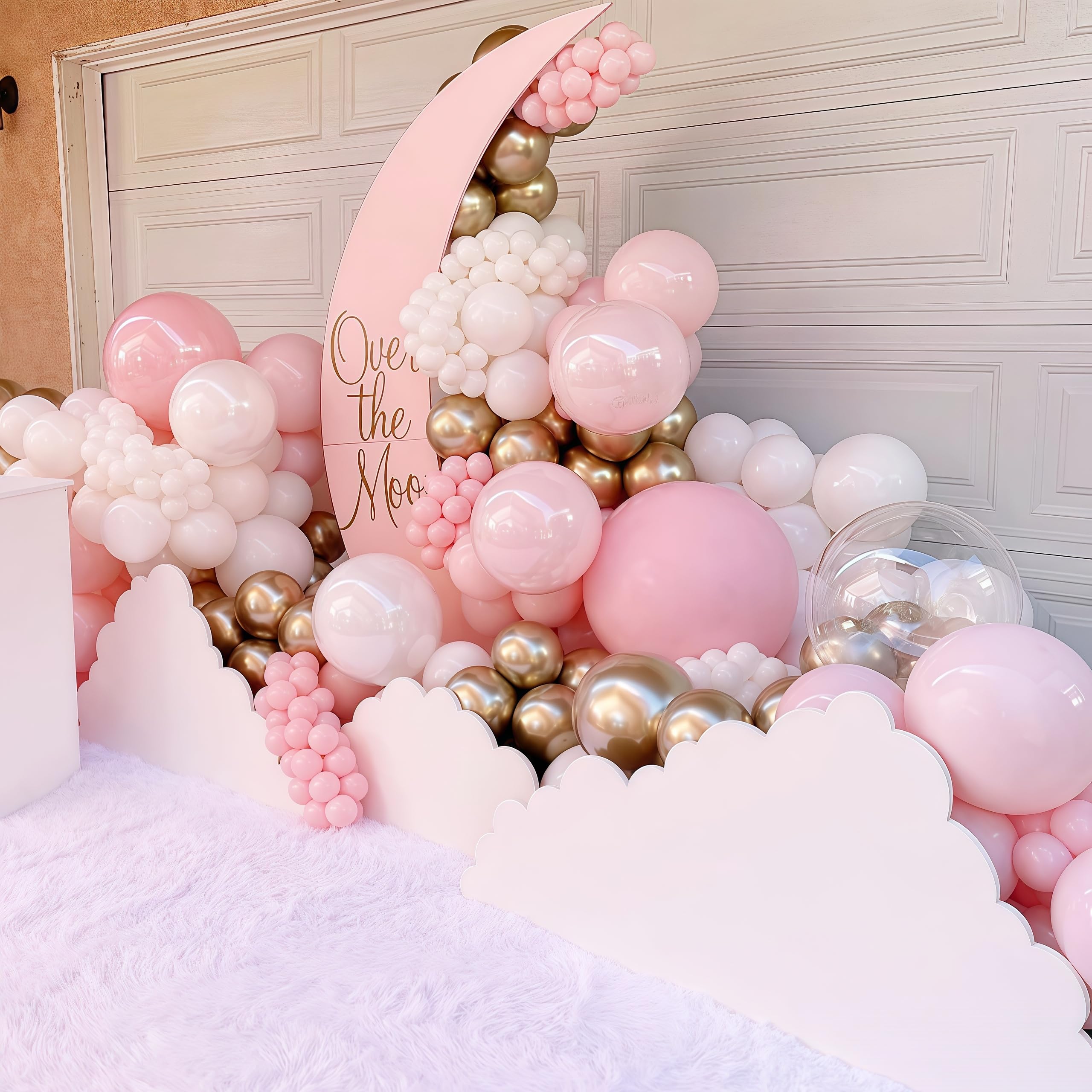 HILAVO 60-Piece Pastel Pink Gold White Balloon Set with Confetti & Ribbons for Birthday Wedding Baby Shower Party Decor