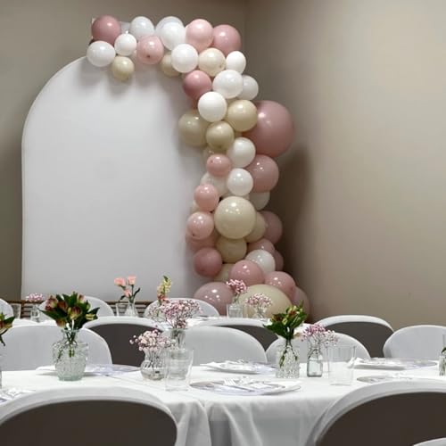 HILAVO 60Pcs Dusty Pink & Gold Balloons Set - 12 Inch Retro Blush, White Sand, Beige, Metallic Gold, Confetti for Party Decor