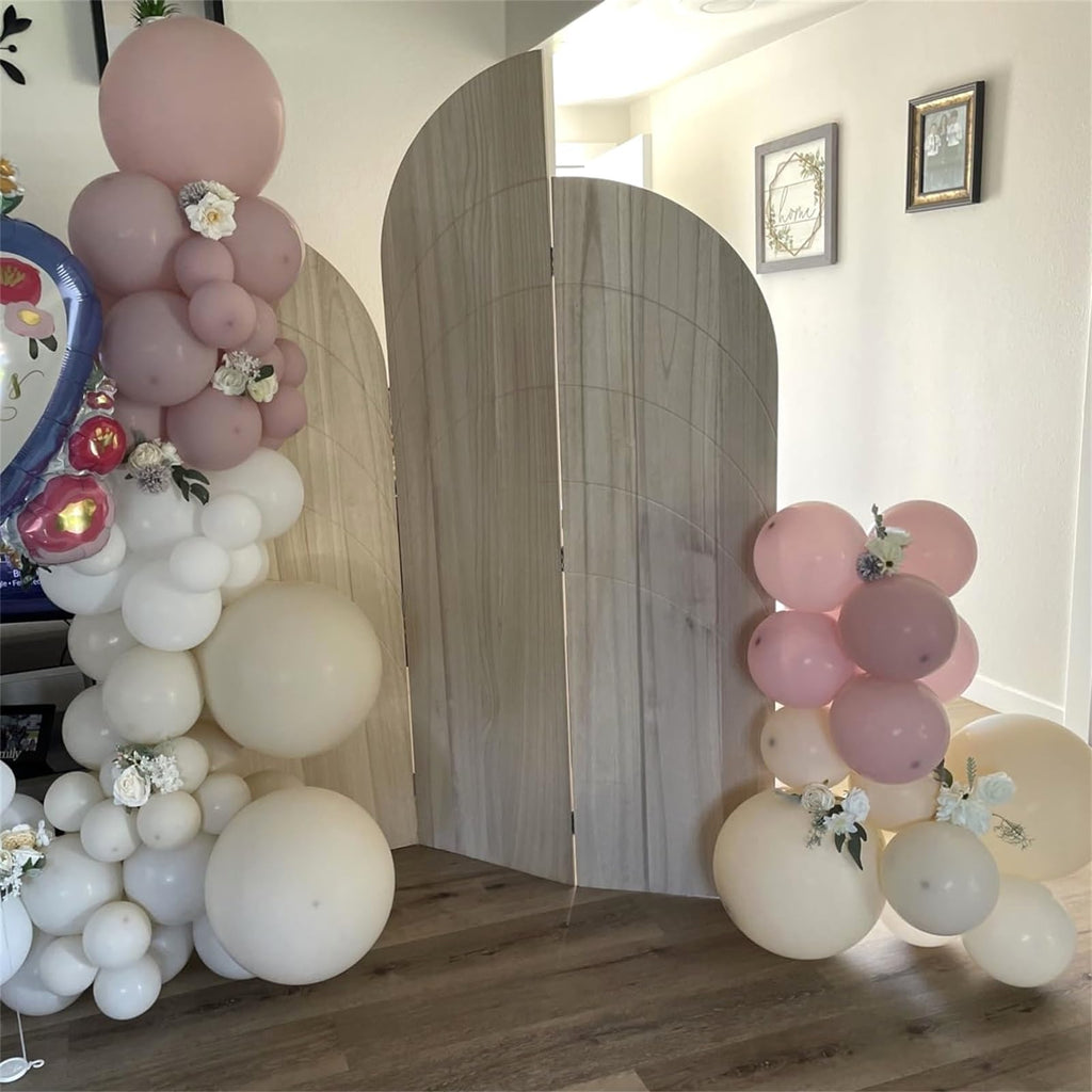 HILAVO 60Pcs Dusty Pink & Gold Balloons Set - 12 Inch Retro Blush, White Sand, Beige, Metallic Gold, Confetti for Party Decor