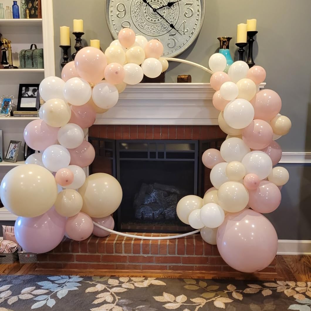 HILAVO 60Pcs Dusty Pink & Gold Balloons Set - 12 Inch Retro Blush, White Sand, Beige, Metallic Gold, Confetti for Party Decor