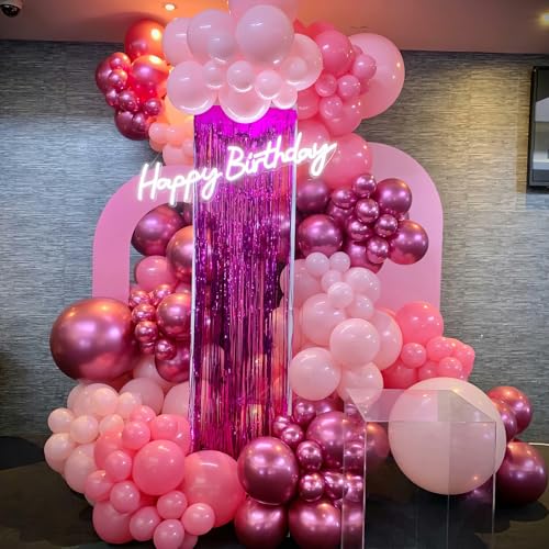 HILAVO 85-Piece Pink Balloon Arch Kit – Hot Pink, Baby Pink & Metallic for Baby Shower, Princess Party & Wedding Decor