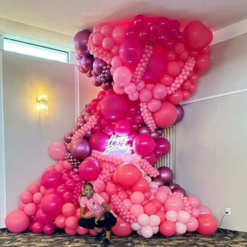 HILAVO 85-Piece Pink Balloon Arch Kit – Hot Pink, Baby Pink & Metallic for Baby Shower, Princess Party & Wedding Decor