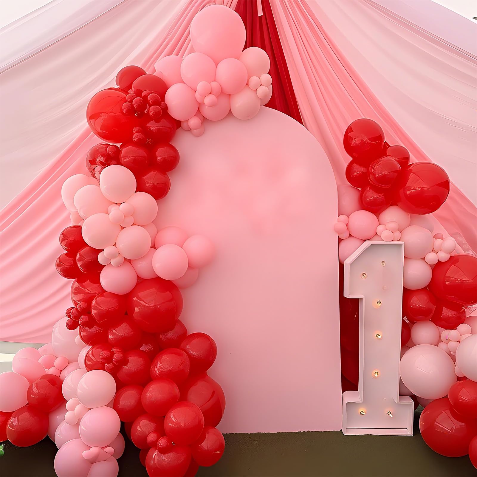 HILAVO 91-Piece Cherry Balloon Arch Kit - Pink, Red & Pastel Yellow Balloons for Strawberry Baby Shower & Birthday Parties