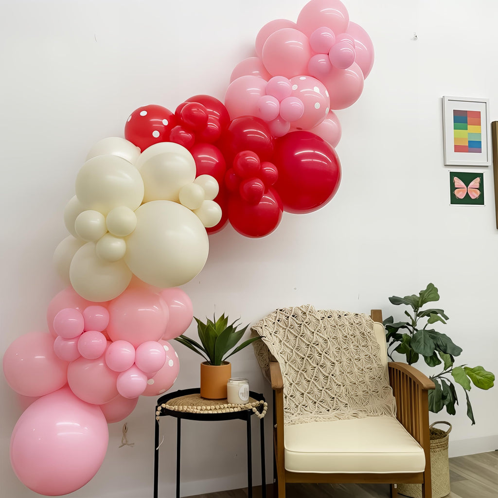 HILAVO 91-Piece Cherry Balloon Arch Kit - Pink, Red & Pastel Yellow Balloons for Strawberry Baby Shower & Birthday Parties