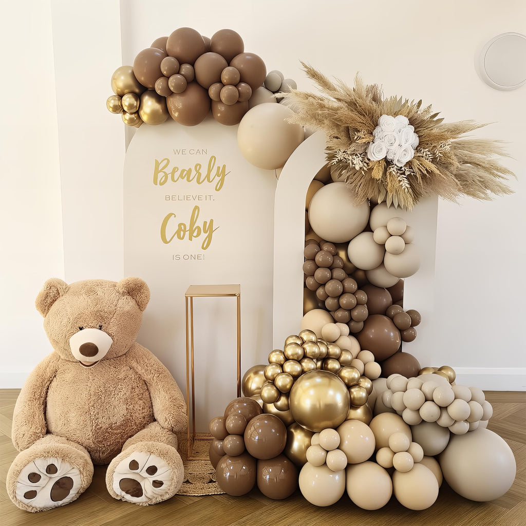 HILAVO 93-Piece Brown Balloon Arch Kit for Fall, Boho, and Baby Shower Parties