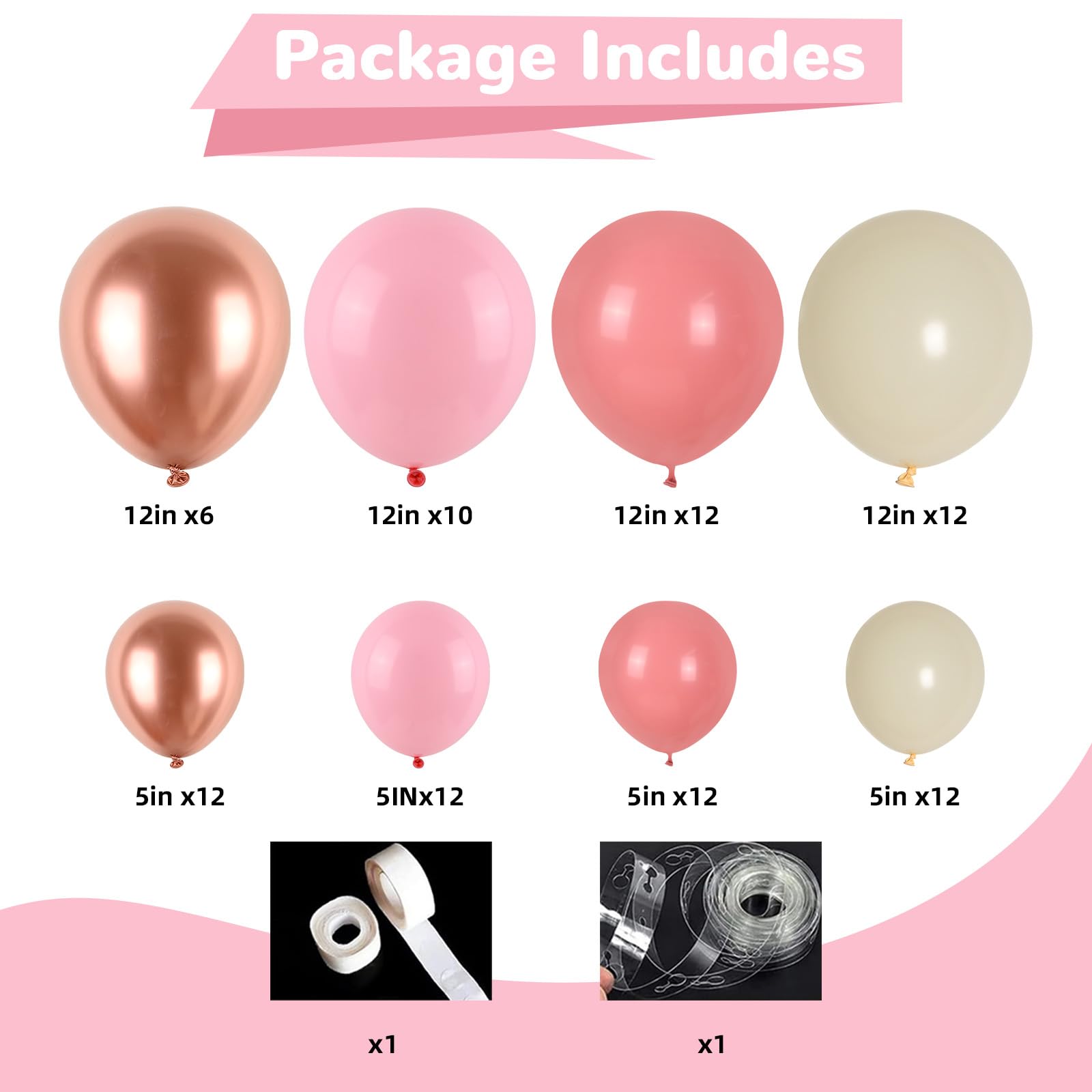 HILAVO Blush Pink Balloon Garland Kit – 88 Piece Dusty Rose, Gold & Beige Latex Balloons for Boho Baby Shower, Wedding & Birthday Decor