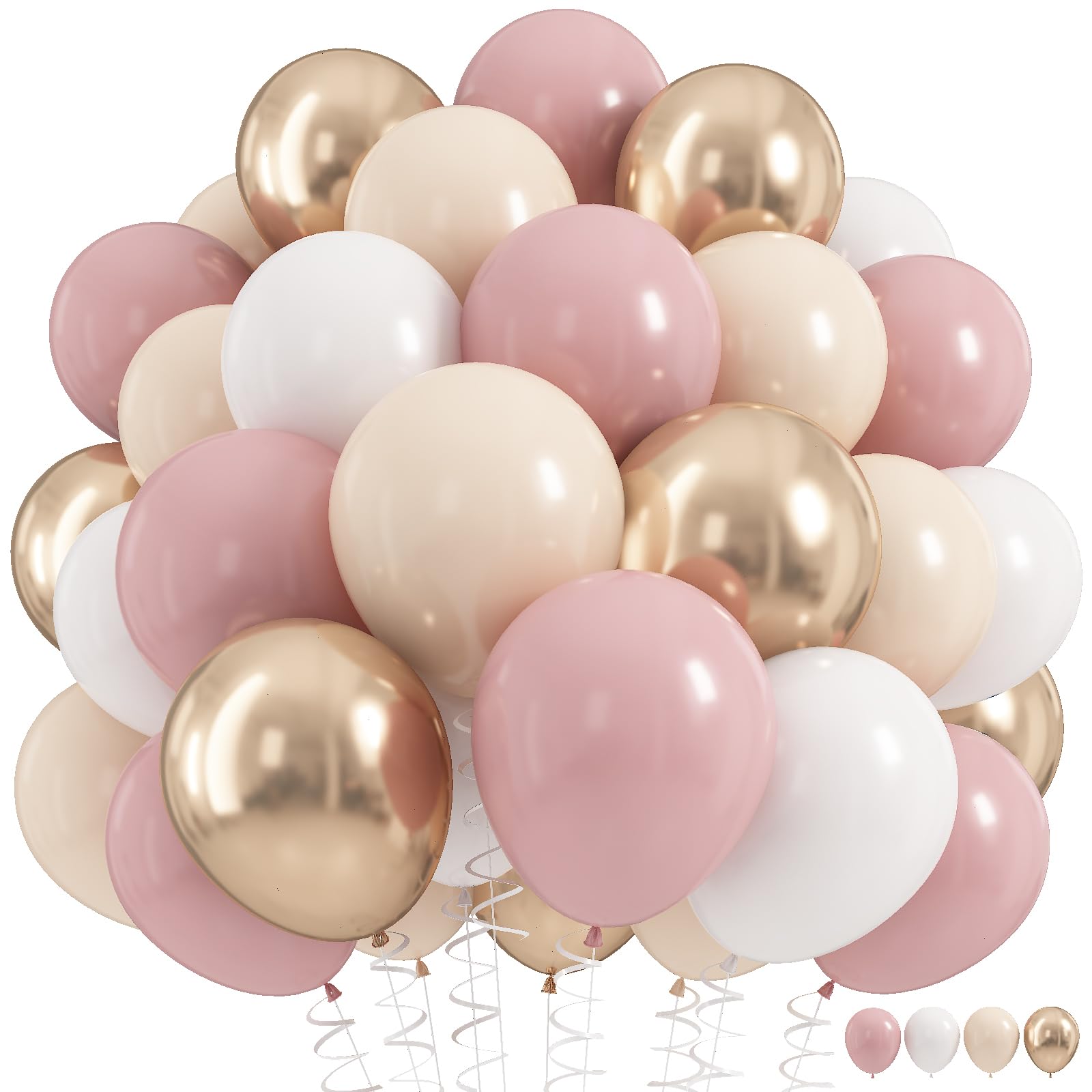 HILAVO Dusty Pink Balloons 60-Piece Set - Pastel Neutral Latex Balloons for Boho Birthday Wedding Baby Shower