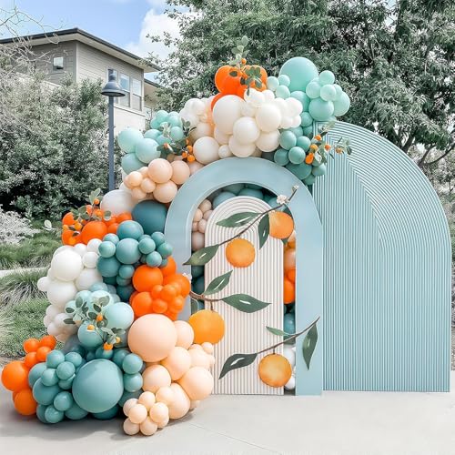 HILAVO Orange and Blue Balloon Arch Kit - 92 Latex Balloons for Party Decorations