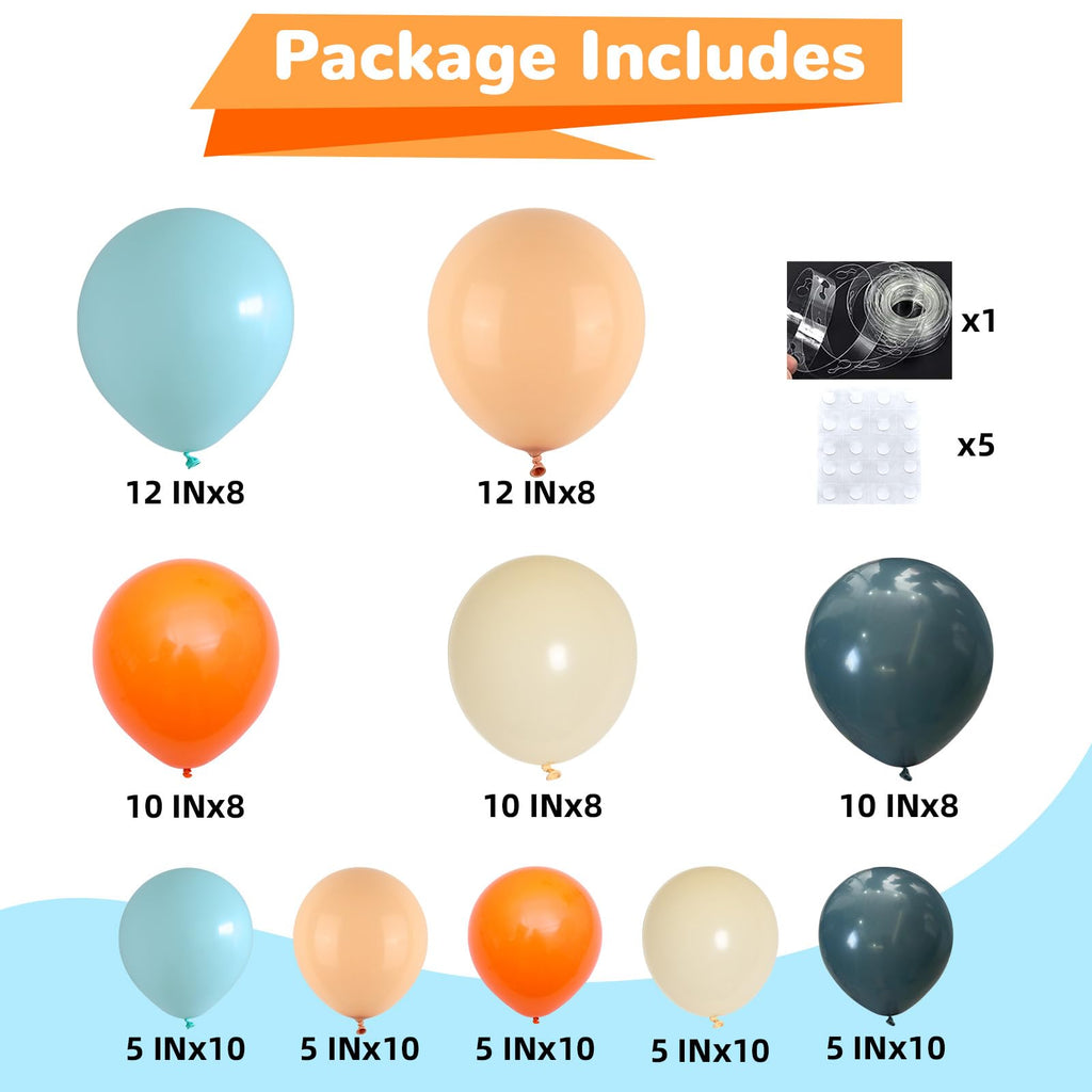 HILAVO Orange and Blue Balloon Arch Kit - 92 Latex Balloons for Party Decorations