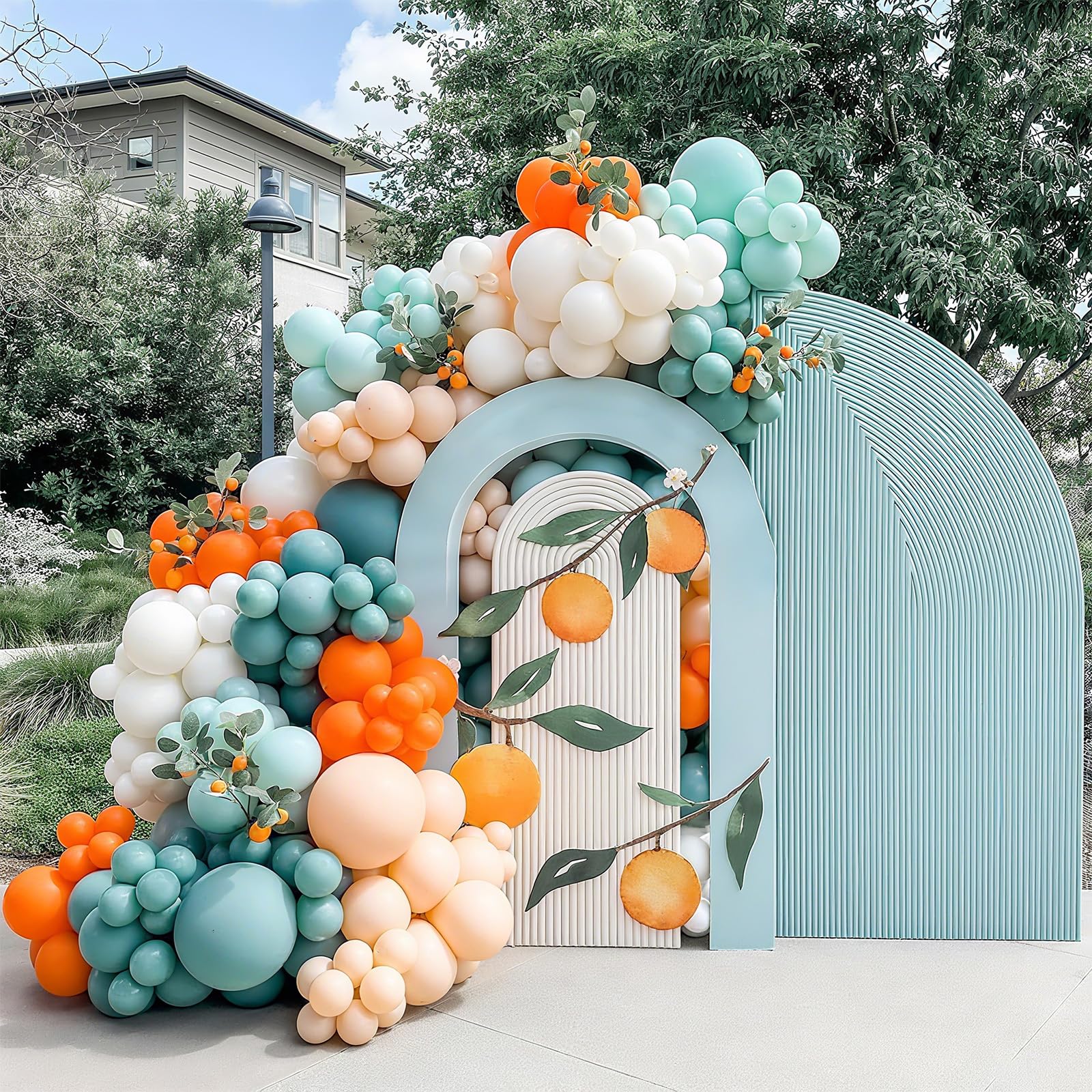 HILAVO Orange and Blue Balloon Arch Kit - 92 Latex Balloons for Party Decorations