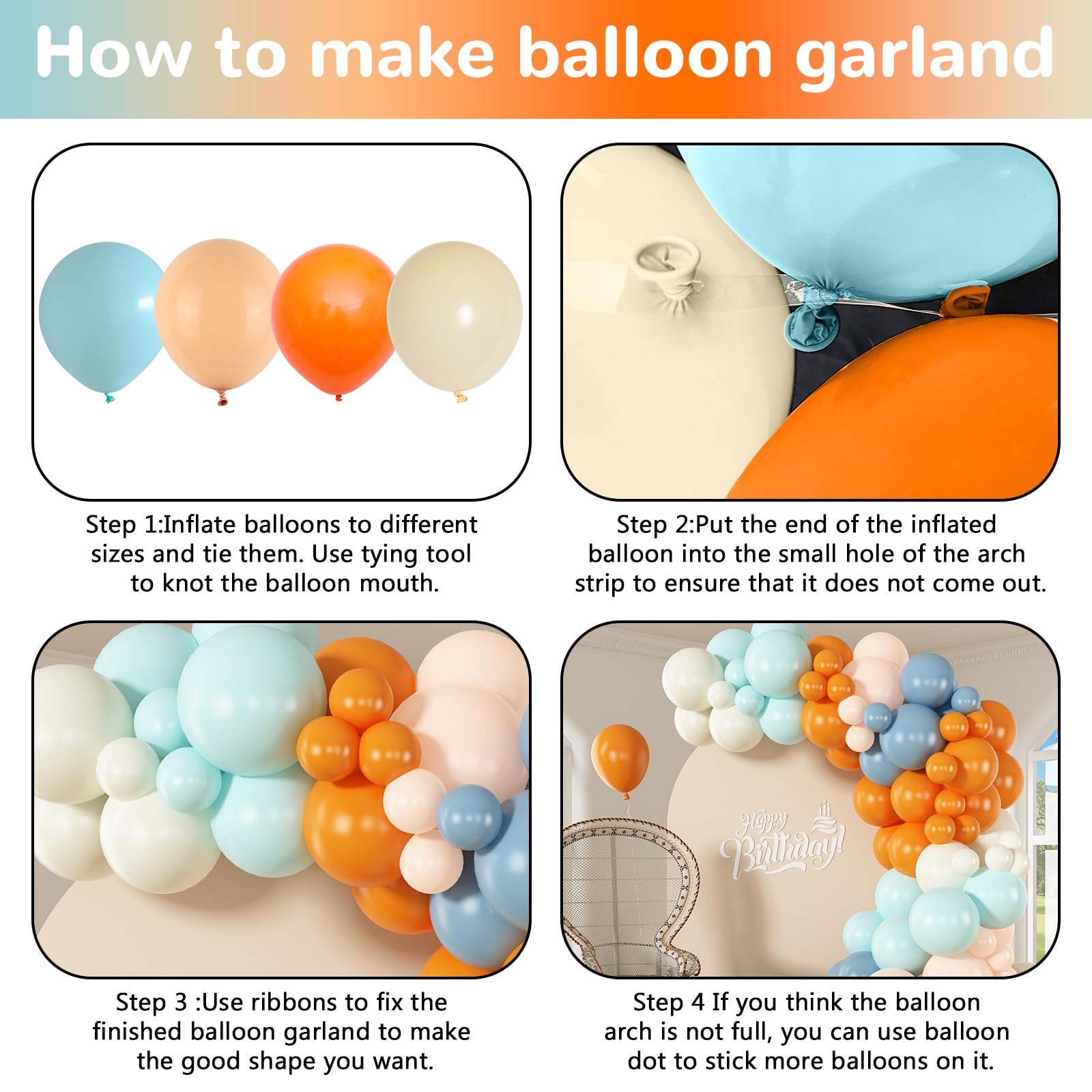 HILAVO Orange and Blue Balloon Arch Kit - 92 Latex Balloons for Party Decorations