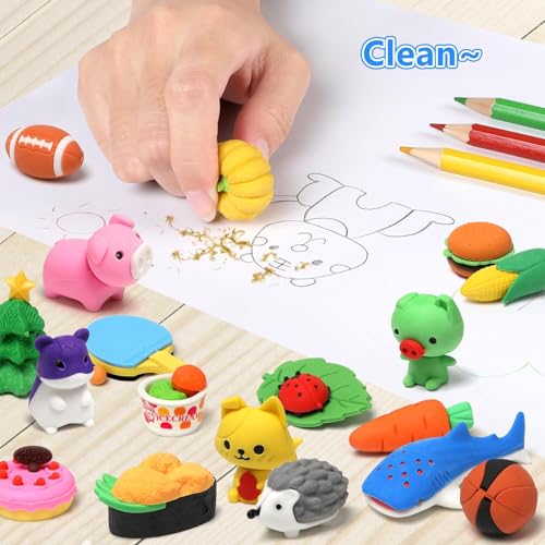 HINZER 50 Pack Animal Erasers for Kids - 3D Puzzle Erasers, Bulk Classroom Rewards and Party Favors