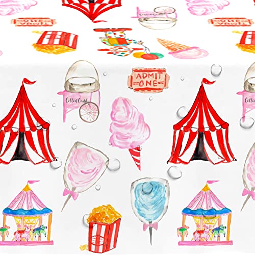 HIPVVILD Circus Theme Tablecloths 4 Pack - 54x108 Inch Disposable Plastic Table Cover for Carnival Birthday Parties