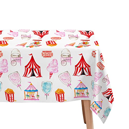 HIPVVILD Circus Theme Tablecloths 4 Pack - 54x108 Inch Disposable Plastic Table Cover for Carnival Birthday Parties