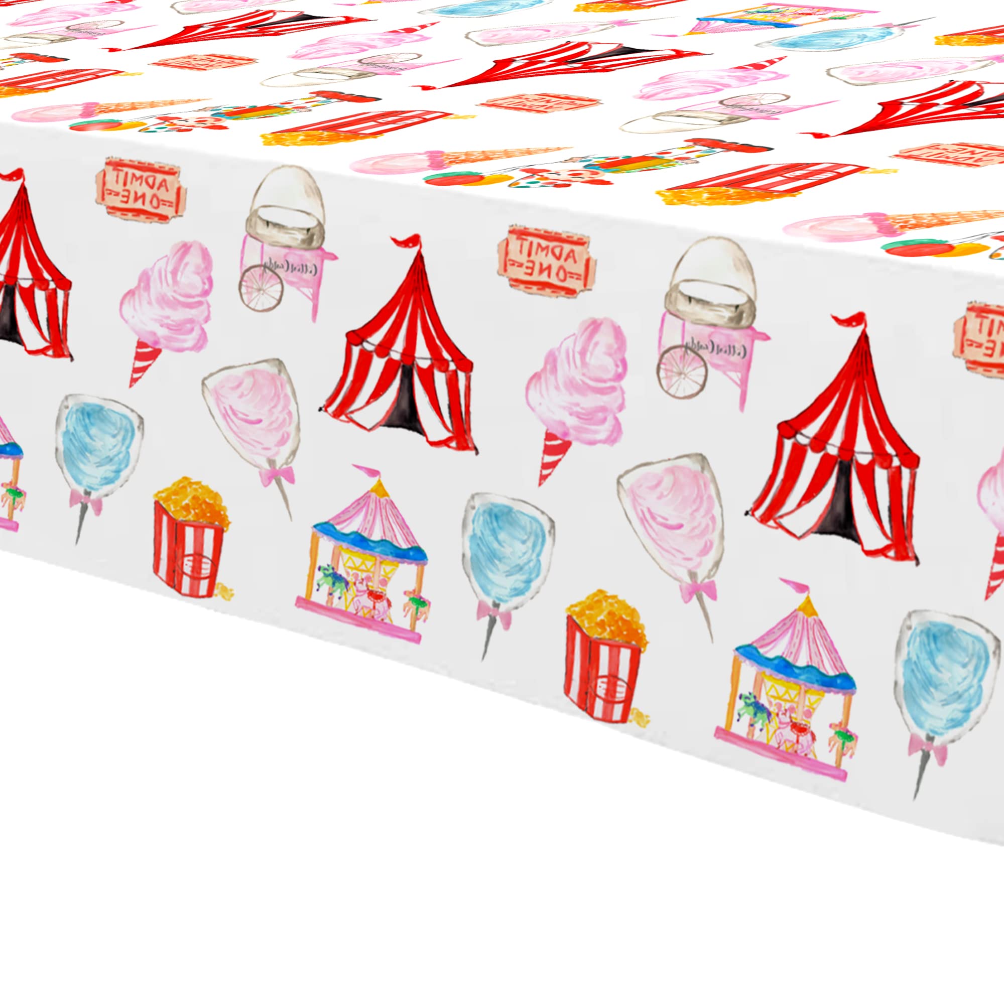 HIPVVILD Circus Theme Tablecloths 4 Pack - 54x108 Inch Disposable Plastic Table Cover for Carnival Birthday Parties