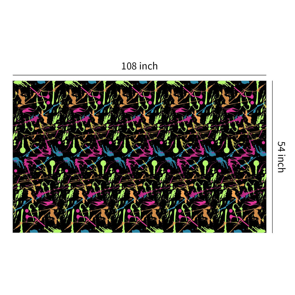 HIPVVILD Neon Party Tablecloths - 4 Pack Disposable Glow Graffiti Table Cover 54x108 Inches