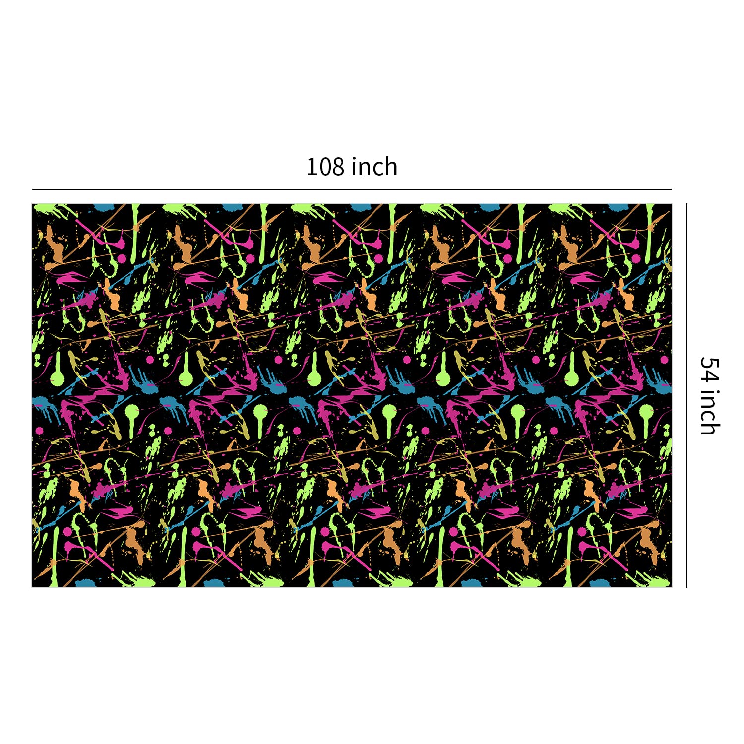 HIPVVILD Neon Party Tablecloths - 4 Pack Disposable Glow Graffiti Table Cover 54x108 Inches