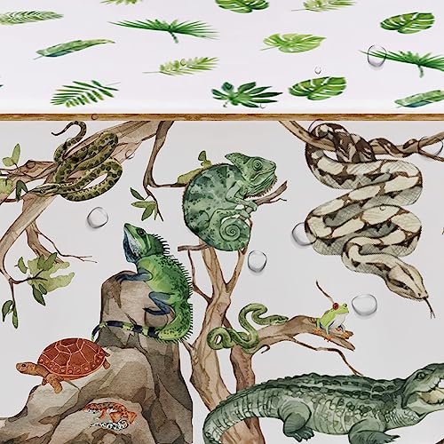 HIPVVILD Reptile Birthday Tablecloths - 4 Pack Disposable 54x108in Jungle Animal Party Cover