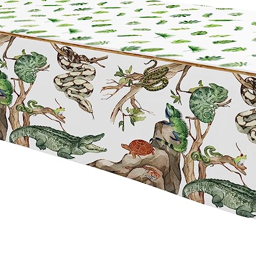HIPVVILD Reptile Birthday Tablecloths - 4 Pack Disposable 54x108in Jungle Animal Party Cover