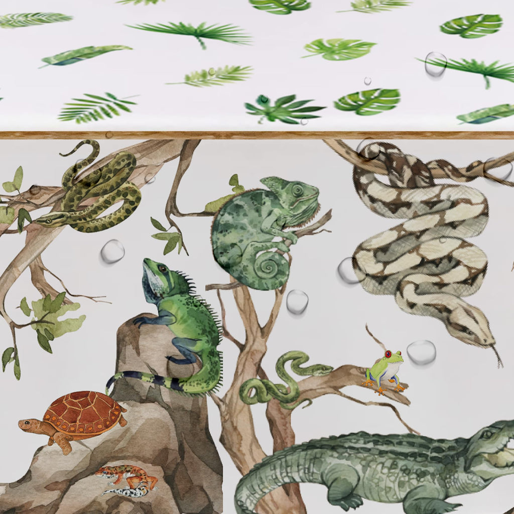 HIPVVILD Reptile Birthday Tablecloths - 4 Pack Disposable 54x108in Jungle Animal Party Cover