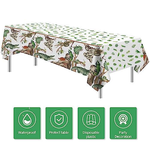 HIPVVILD Reptile Birthday Tablecloths - 4 Pack Disposable 54x108in Jungle Animal Party Cover