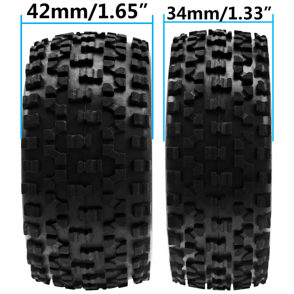 HIRCQOO 4-Pack 1/10 Scale RC Buggy Tires and Wheels – 88mm OD, 12mm Hex, Soft Rubber with Foam Inserts