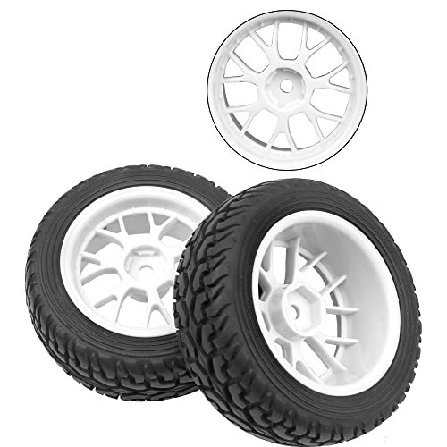 HIRCQOO 75mm RC Tires & Wheels 12mm Hex – 4 Pack, Foam Inserts – for 1/10 On-Road Touring Cars & 1/14 Buggy