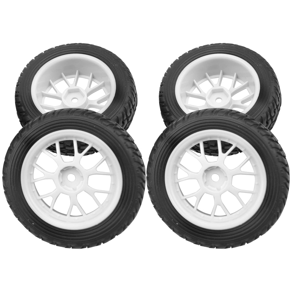 HIRCQOO 75mm RC Tires & Wheels 12mm Hex – 4 Pack, Foam Inserts – for 1/10 On-Road Touring Cars & 1/14 Buggy