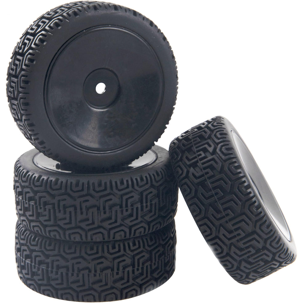 HIRCQOO RC 12mm Hex Hub Wheel Rims & Rubber Tires - Black 70mm for 1/10 On-Road Touring Car, Fits HSP Tamiya HPI Kyosho Traxxas WLtoys