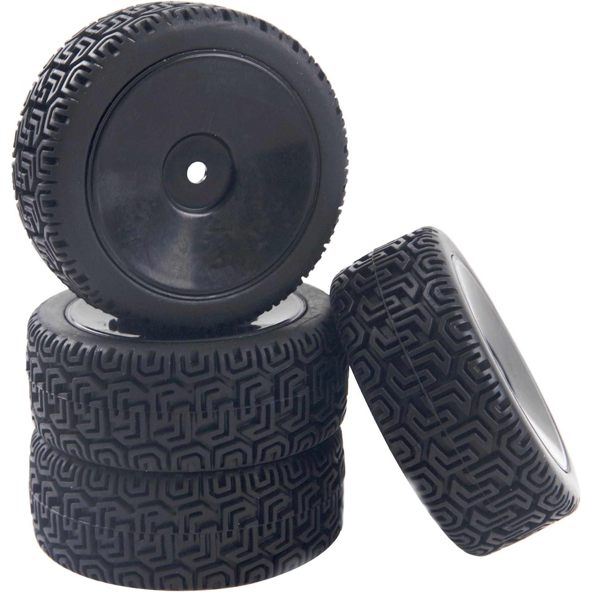 HIRCQOO RC 12mm Hex Hub Wheel Rims & Rubber Tires - Black 70mm for 1/10 On-Road Touring Car, Fits HSP Tamiya HPI Kyosho Traxxas WLtoys