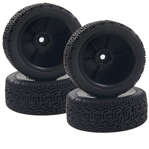 HIRCQOO RC 12mm Hex Hub Wheel Rims & Rubber Tires - Black 70mm for 1/10 On-Road Touring Car, Fits HSP Tamiya HPI Kyosho Traxxas WLtoys