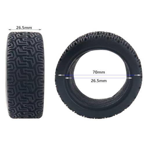 HIRCQOO RC 12mm Hex Hub Wheel Rims & Rubber Tires - Black 70mm for 1/10 On-Road Touring Car, Fits HSP Tamiya HPI Kyosho Traxxas WLtoys
