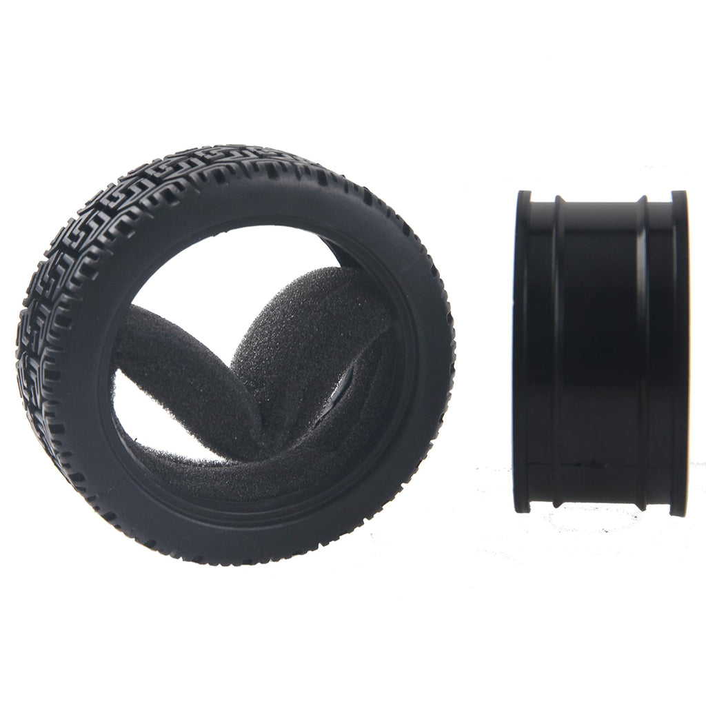 HIRCQOO RC 12mm Hex Hub Wheel Rims & Rubber Tires - Black 70mm for 1/10 On-Road Touring Car, Fits HSP Tamiya HPI Kyosho Traxxas WLtoys