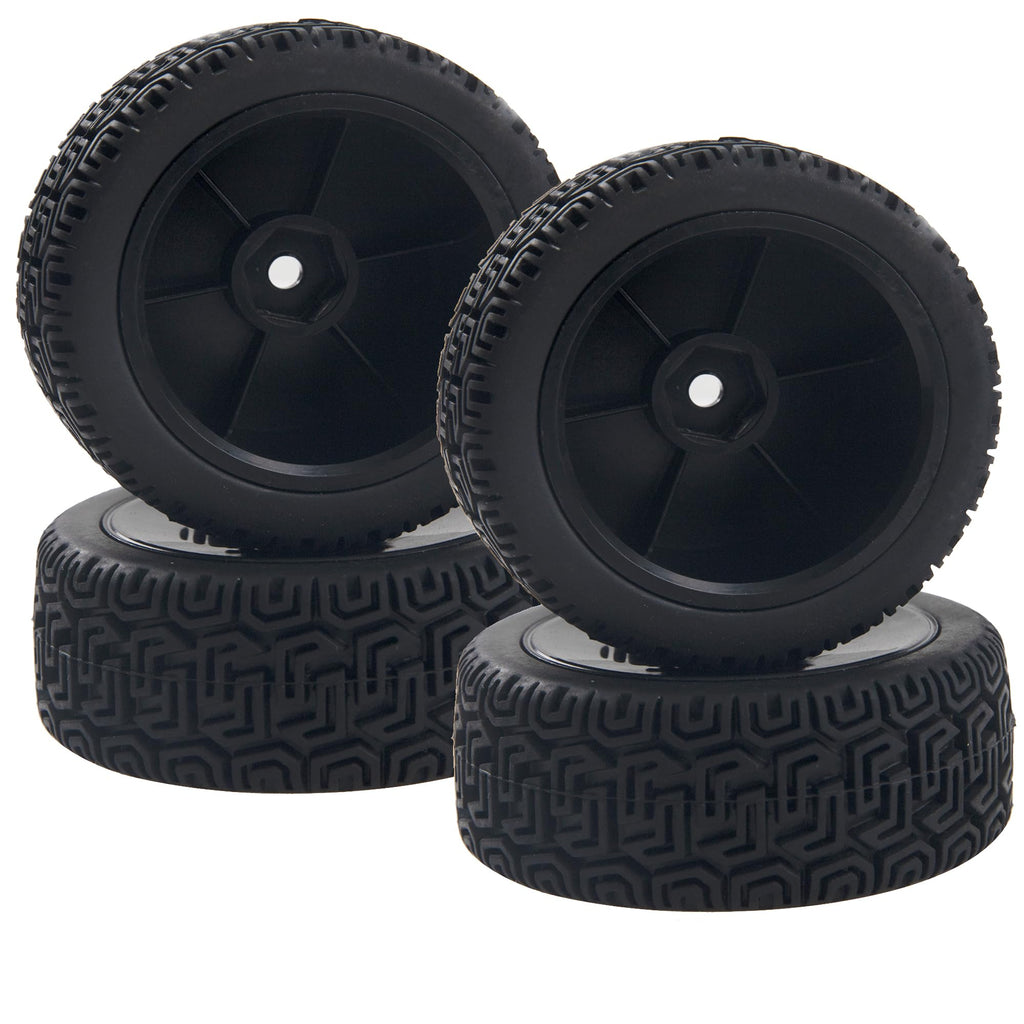HIRCQOO RC 12mm Hex Hub Wheel Rims & Rubber Tires - Black 70mm for 1/10 On-Road Touring Car, Fits HSP Tamiya HPI Kyosho Traxxas WLtoys