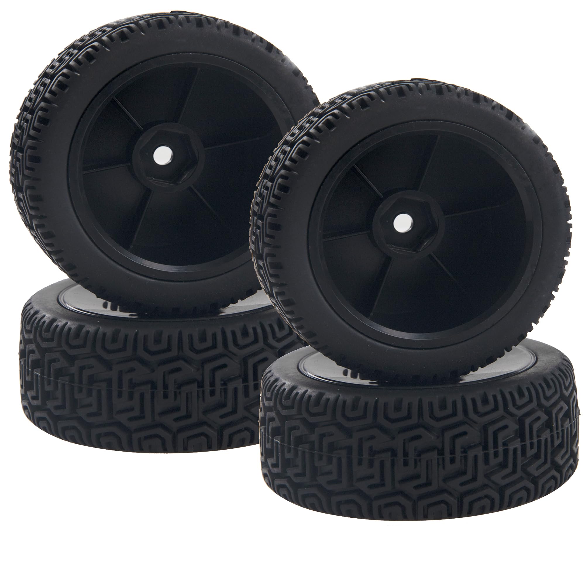 HIRCQOO RC 12mm Hex Hub Wheel Rims & Rubber Tires - Black 70mm for 1/10 On-Road Touring Car, Fits HSP Tamiya HPI Kyosho Traxxas WLtoys