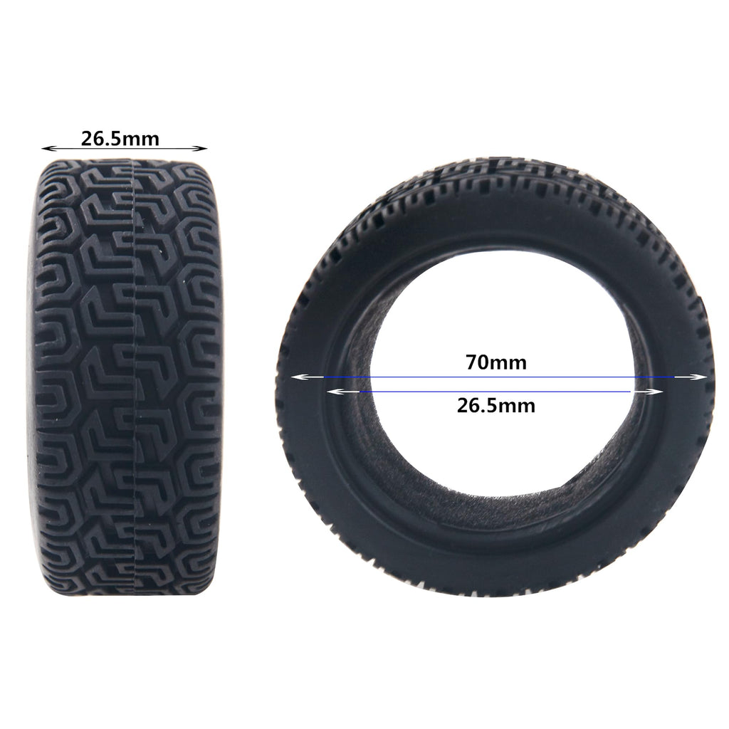 HIRCQOO RC 12mm Hex Hub Wheel Rims & Rubber Tires - Black 70mm for 1/10 On-Road Touring Car, Fits HSP Tamiya HPI Kyosho Traxxas WLtoys