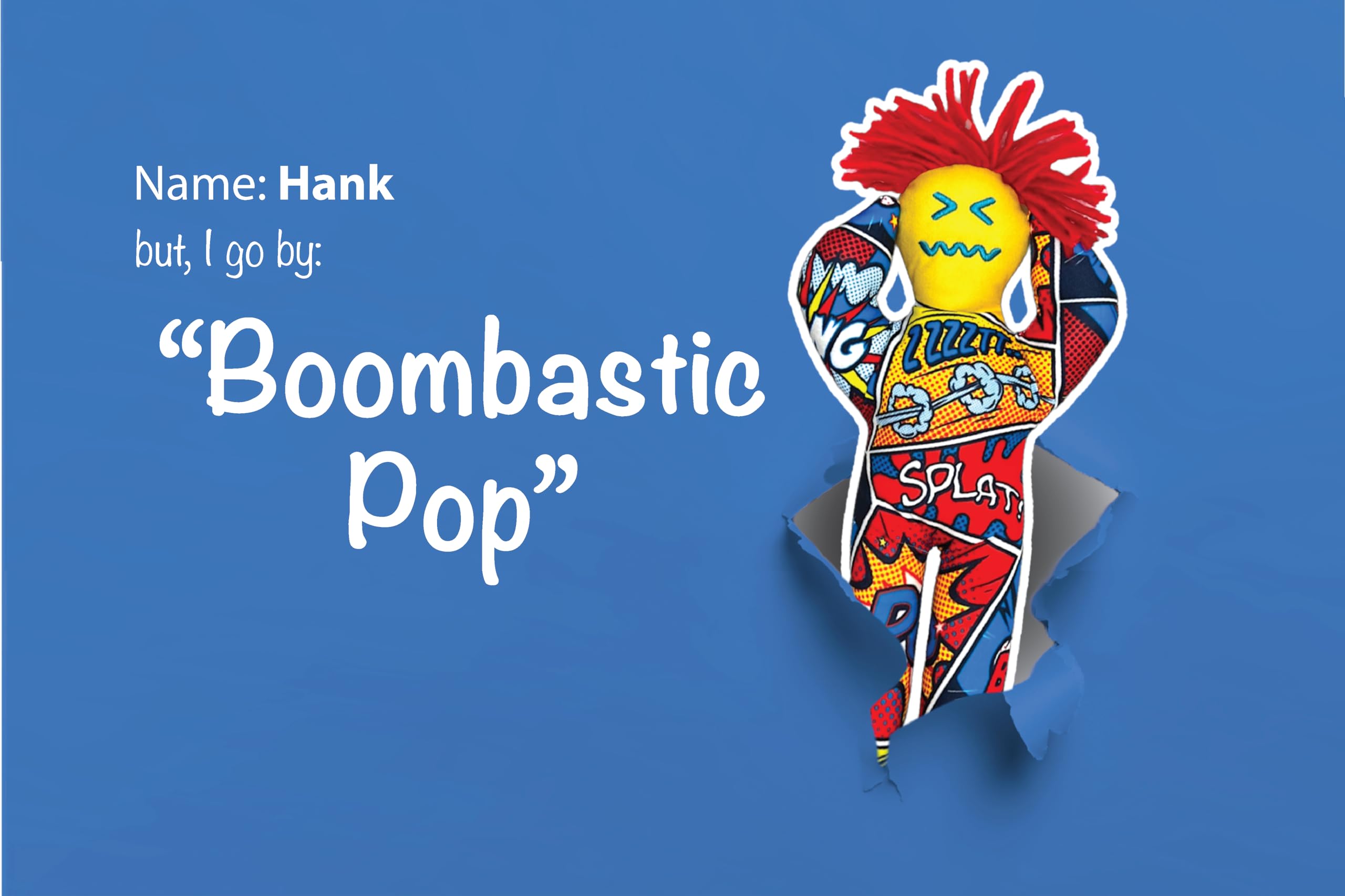 Hit-Hard Hank Stress Relief Doll - Boombastic Pop Pattern - Funny Gag Gift for Friends, Coworkers, and Family