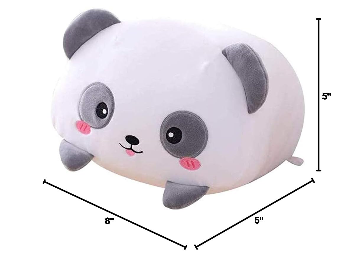 Hitoshe 8-Inch Cute Panda Plush Stuffed Animal, Cylindrical Pillow Toy for Kids, Soft Velvet Gift