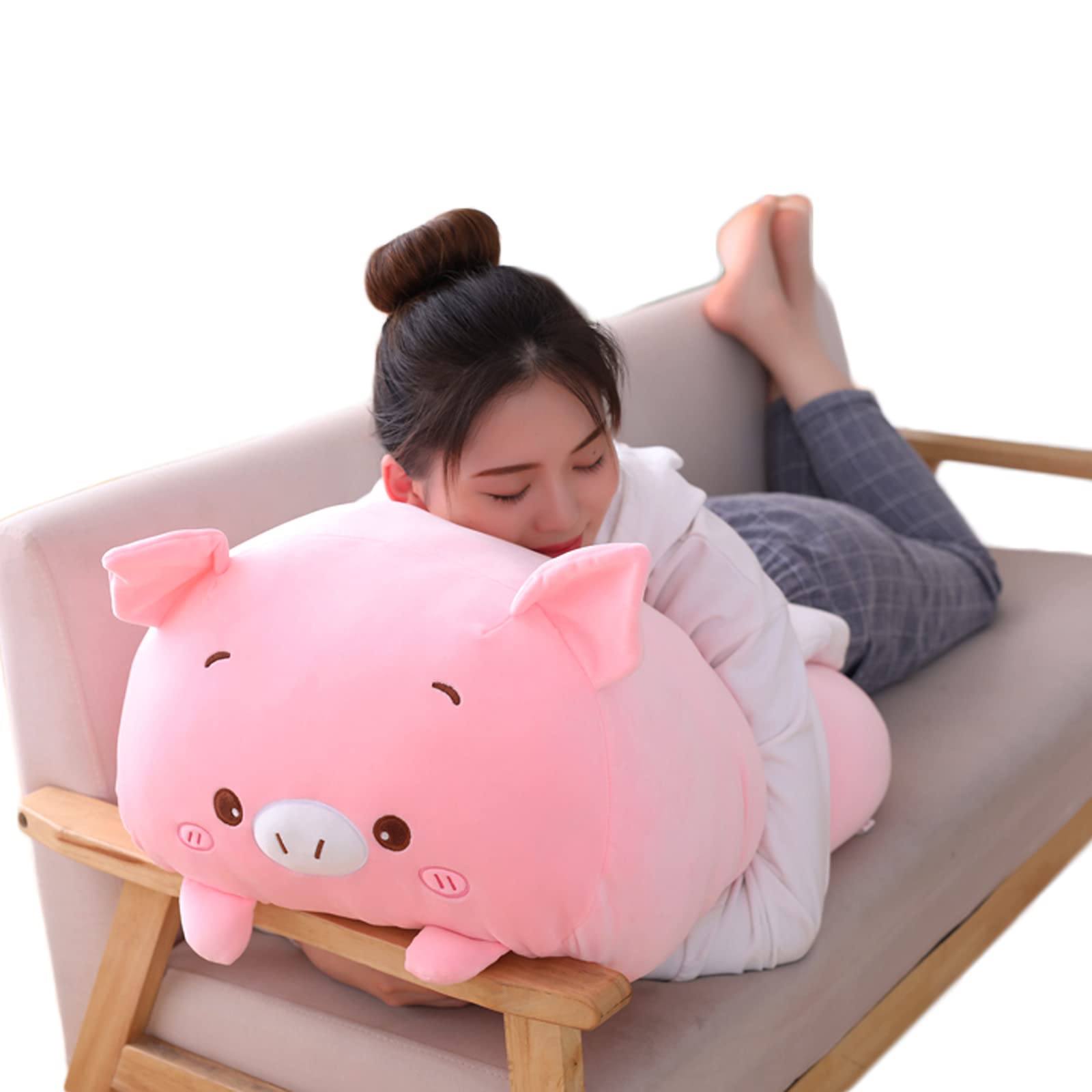 Hitoshe 8-Inch Pink Pig Plush Stuffed Animal – Soft Cuddle Toy for Kids