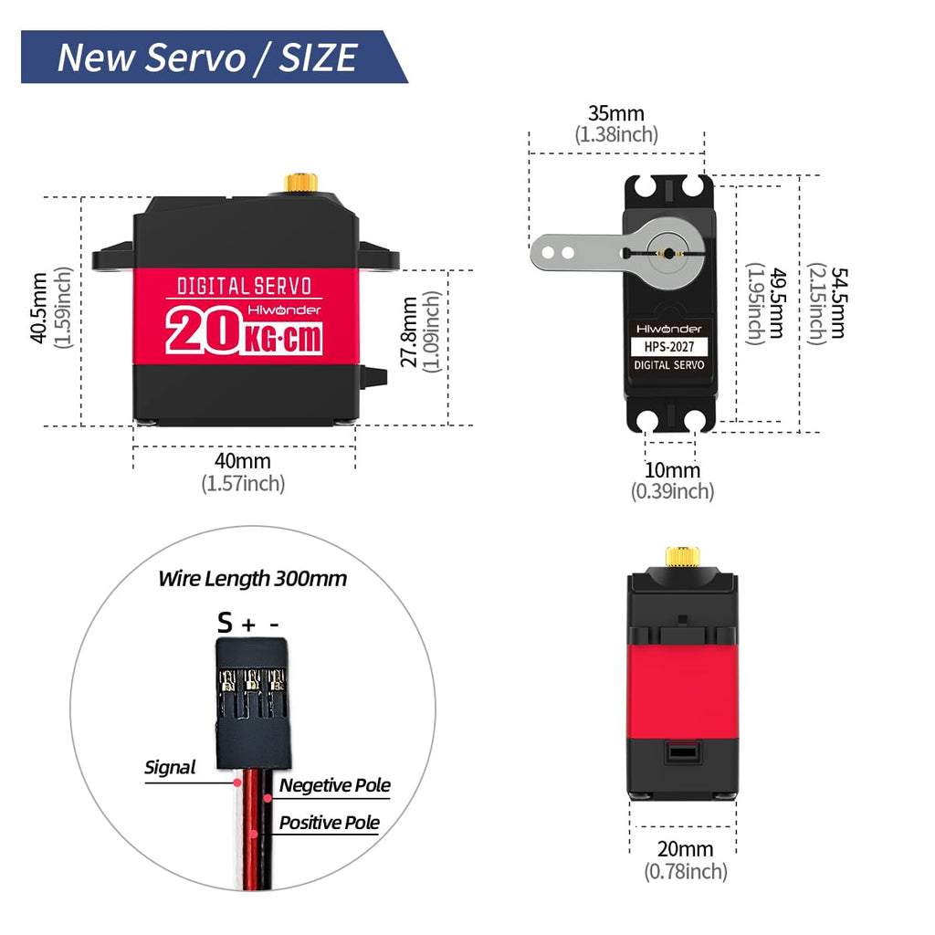 Hiwonder HPS-2027 20KG High Torque Digital Servo 270° Rotation Waterproof Full Metal Gear