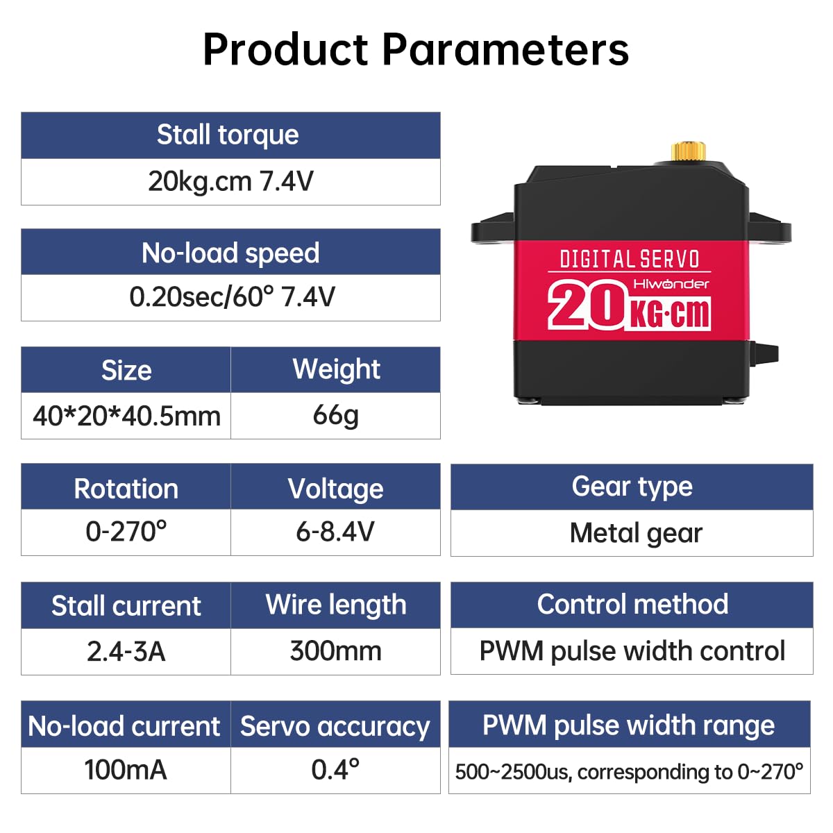 Hiwonder HPS-2027 20KG High Torque Digital Servo 270° Rotation Waterproof Full Metal Gear