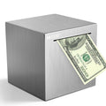hizgo 4.7-Inch Stainless Steel Piggy Bank – Break-to-Access Savings Cube with Free Stickers