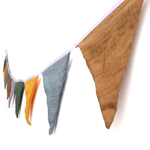 HJKlove Sage Green Cotton Triangle Banner - 12 Double-Sided Flags, 78.7 Inch for Nursery, Party, Wedding Decor