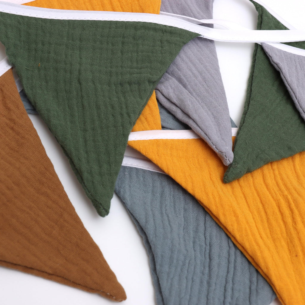 HJKlove Sage Green Cotton Triangle Banner - 12 Double-Sided Flags, 78.7 Inch for Nursery, Party, Wedding Decor